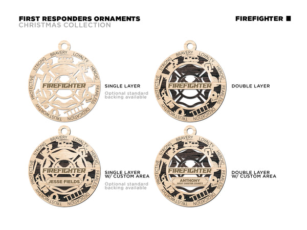 First Responder Wood Christmas Ornament - Christmas Gifts