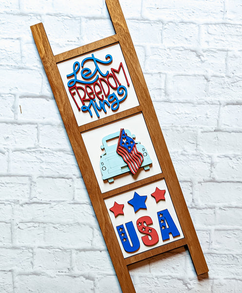 Leaning Ladder, Patriotic Interchangeable Ladder, Decorative Ladder, Replacement Tiles