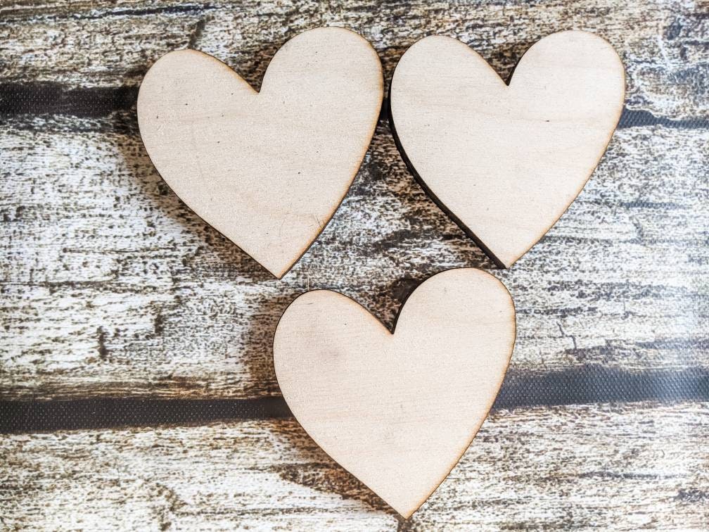 Heart, 3 inches, 1/4 Baltic Birch, Laser Cut unfinished wood blank