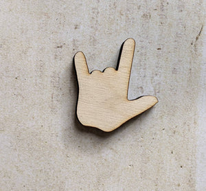 I LOVE YOU American sign language - Unfinished 1/4" Wood - Wooden Blanks- Wooden Shapes - laser cut shape -  Kids Crafts - Magnet Crafts