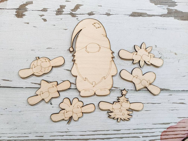 BLANK GNOME SET - interchangeable - Unfinished 1/8" Wood - 8 inch - Wooden Shapes - laser cut shape - Girls night - Paint party - Kids Craft