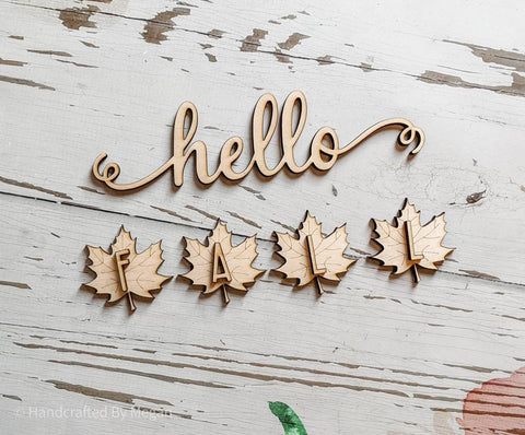 HELLO FALL LEAVES set - Unfinished 1/8" Wood - Wooden Blanks- Wooden Shapes - laser cut shape - Fall crafts