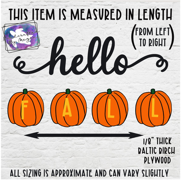 HELLO FALL PUMPKIN set - Unfinished 1/8" Wood - Wooden Blanks- Wooden Shapes - laser cut shape - Fall crafts