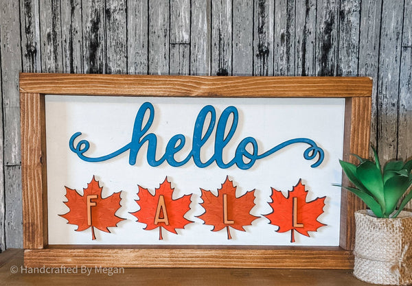 HELLO FALL LEAVES set - Unfinished 1/8" Wood - Wooden Blanks- Wooden Shapes - laser cut shape - Fall crafts