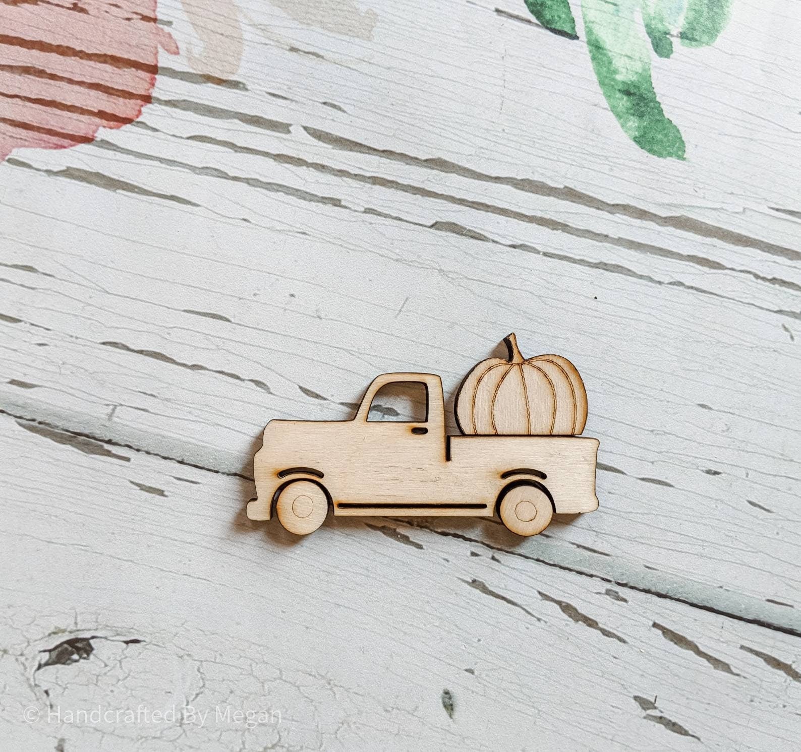 VINTAGE TRUCK with pumpkin - Various Sizes - unfinished 1/4" Wood - Wooden Blanks- Wooden Shapes - laser cut shape