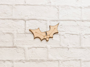 HOLLY and BERRIES SHAPE Unfinished 1/4" Wood - 3 inch - Wooden Blanks- Wooden Shapes - laser cut shape - Kids Crafts - Christmas