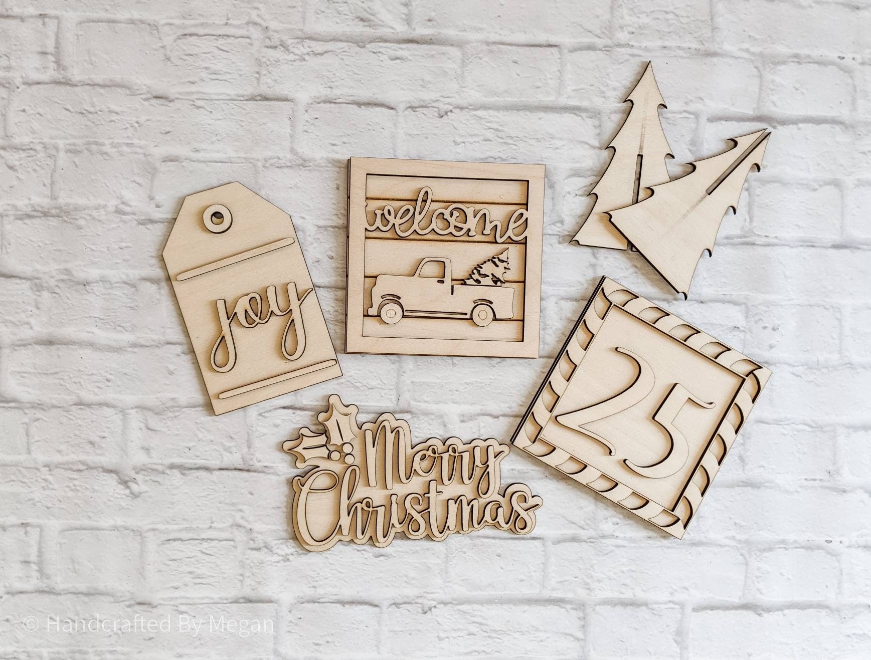 CHRISTMAS TIER TRAY - Blank Set - Unfinished 1/8" Wood - Wooden Blanks - Wooden Shapes - laser cut shape - Christmas crafts - Kids Crafts