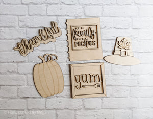 THANKSGIVING TIER TRAY - Blank Set - Unfinished 1/8" Wood - Wooden Blanks - Wooden Shapes - laser cut shape - Fall crafts - Kids Crafts