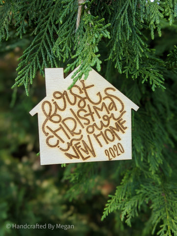 First Home Ornament / Our First Christmas / New Home Gift / Housewarming Gift / Christmas Ornament / First Home Gift / Wood Key Ornament