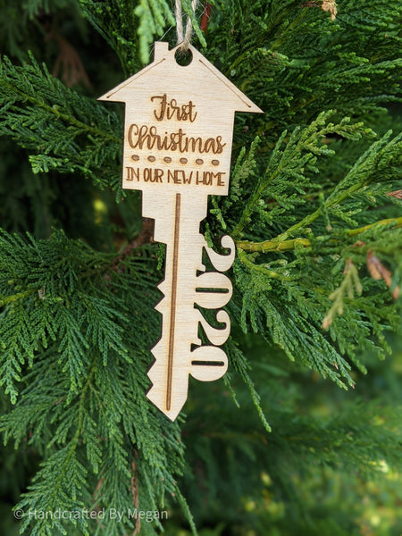 First Home Ornament / Our First Christmas / New Home Gift / Housewarming Gift / Christmas Ornament / First Home Gift / Wood Key Ornament