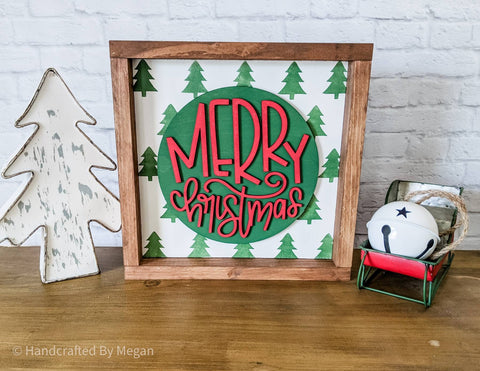 Merry Christmas Framed Sign - Christmas Decor - Farmhouse Decor