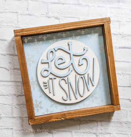 Let It Snow Framed Sign - Christmas Decor - Farmhouse Decor