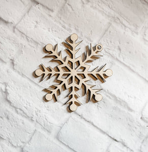 Snowflake Ornament Blank- Beaded Garland Tag - Winter - Multiple Sizes - Laser Cut Unfinished Wood Cutout Shapes