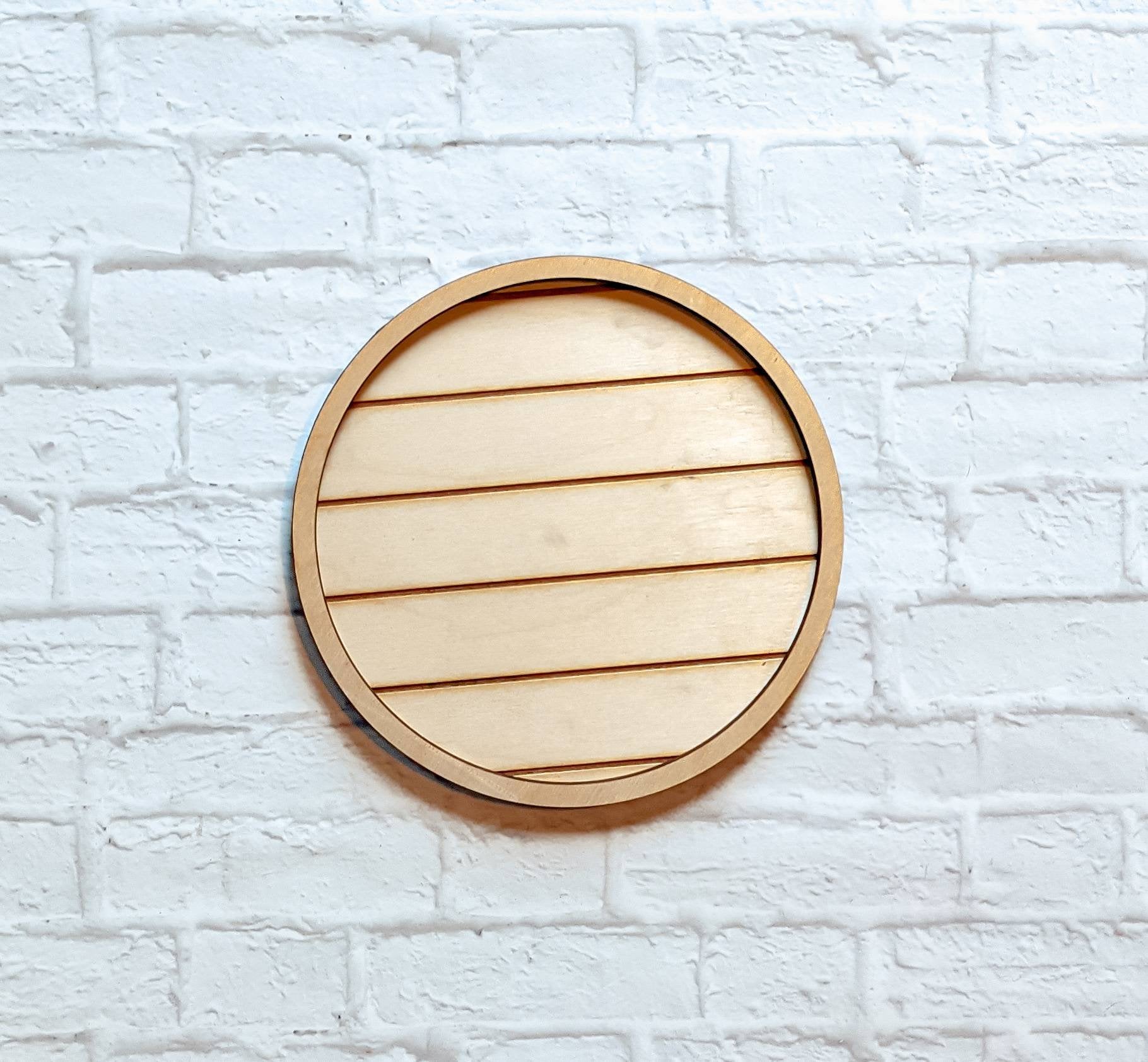 CIRCLE FAUX SHIPLAP sign backers with frame- Unfinished 1/4" Wood - Various Sizes - Wooden Blanks- Wooden Shapes - laser cut shape