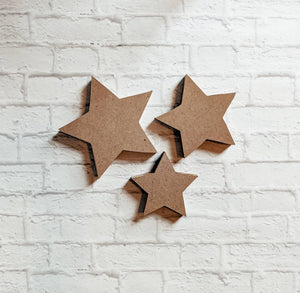 Wooden self standing blank star set, Unfinished house set, wood cut out, DIY crafts, Kids Crafts