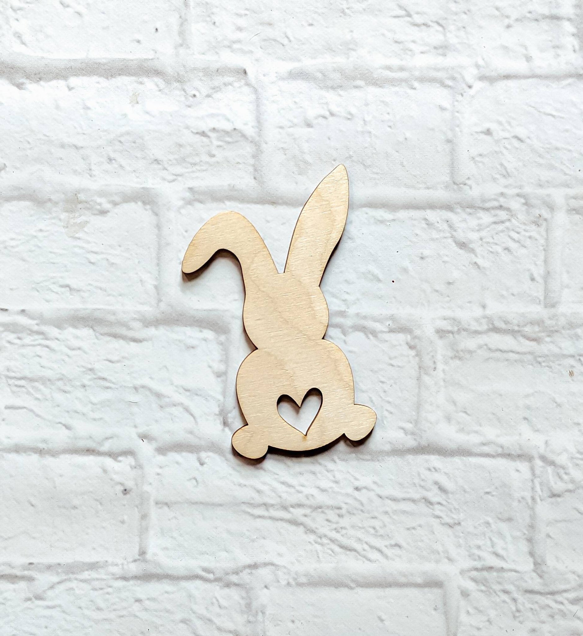 FLOPPY ear BUNNY SHAPE with heart Unfinished 1/4" Wood - Various Sizes - Wooden Blanks - laser cut shape - Easter crafts