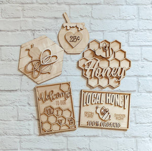 Honey BEE TIER TRAY - Blank Set - Unfinished 1/8" Wood - Wooden Blanks - Wooden Shapes - laser cut shape - Summer craft - Kids Crafts