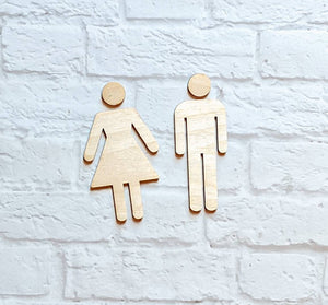 RESTROOM Male/Female cutouts - Various Sizes - Wooden Blanks- Wooden Shapes - laser cut shape