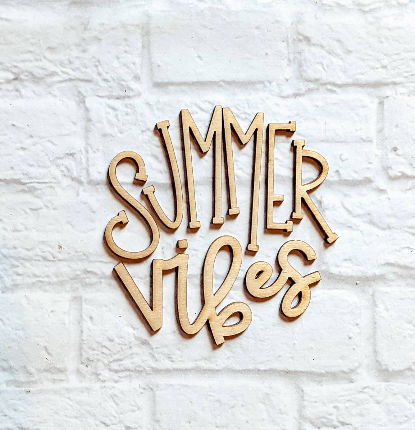 SUMMER VIBES set - Various Sizes - Wooden Blanks- Wooden Shapes - laser cut shape - Seasonal Rounds