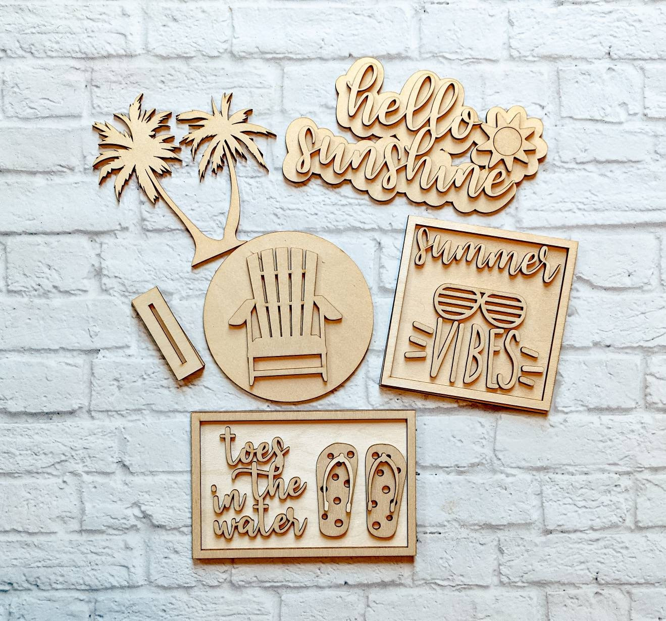 Hello Sunshine TIER TRAY - Blank Set - Unfinished 1/8" Wood - Wooden Blanks - Wooden Shapes - laser cut shape - Summer craft - Kids Crafts