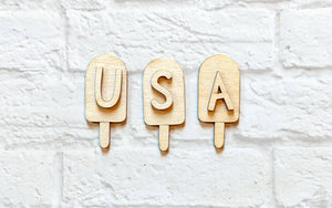 USA POPSICLE set - Unfinished 1/8" Wood - Wooden Blanks- Wooden Shapes - laser cut shape - Summer crafts