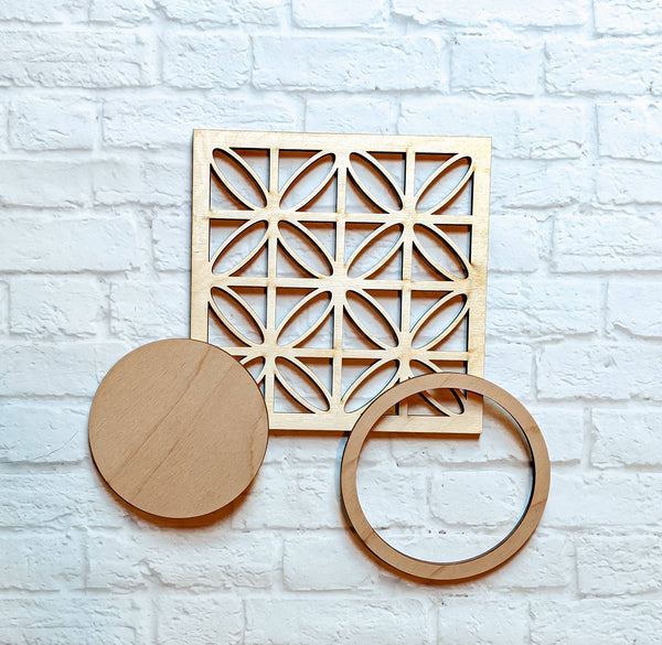 Mosaic INTERCHANGEABLE SQUARE SHAPE - Unfinished 1/4" Wood - Wooden Blanks- Wooden Shapes - laser cut shape