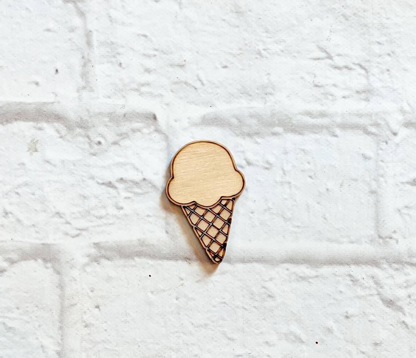 ICE CREAM cone shape - Unfinished 1/4" Wood - 3 inch - Wooden Blanks- Wooden Shapes - laser cut shape - DIY crafts - Summer Shapes