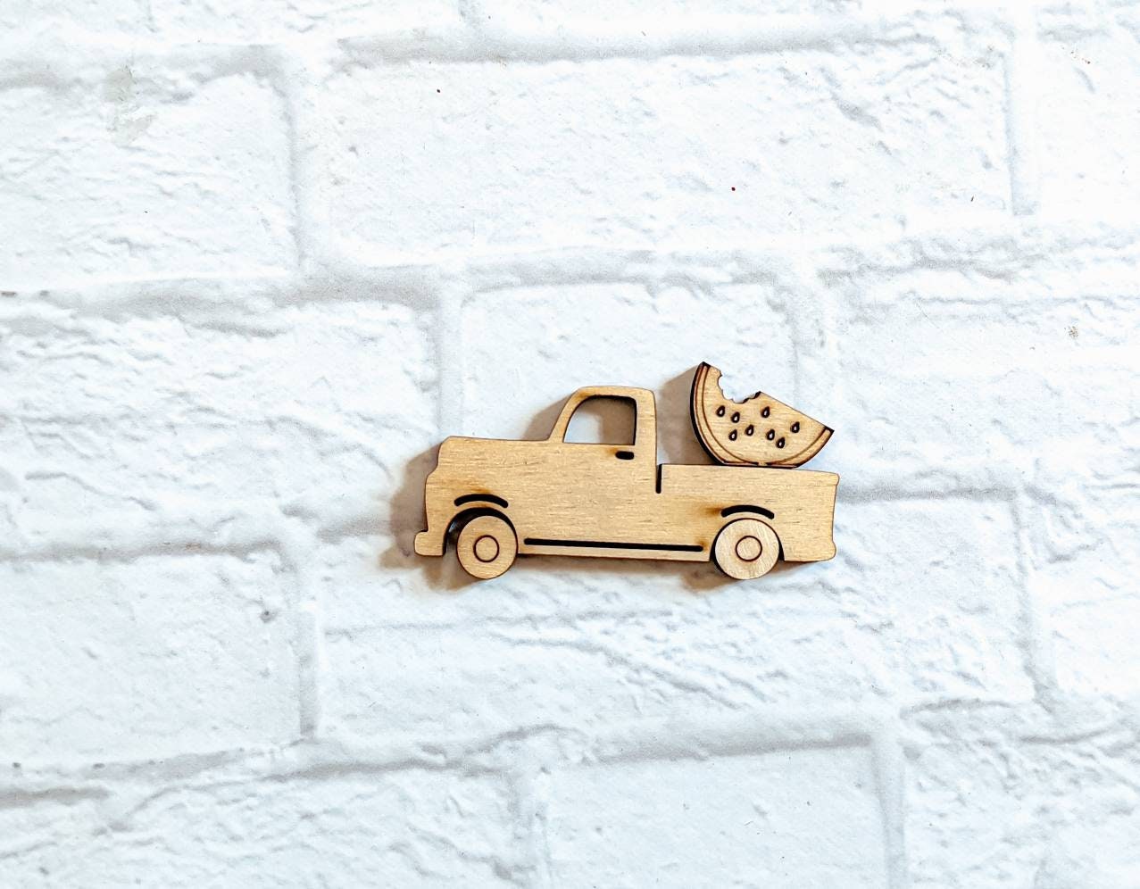 VINTAGE TRUCK with Watermelon - Various Sizes - unfinished 1/4" Wood - Wooden Blanks- Wooden Shapes - laser cut shape
