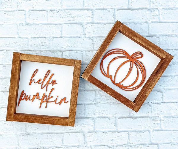 Hello Pumpkin, Pumpkin sign, framed sign, farmhouse decor, Fall Decor, Pumpkin Decor