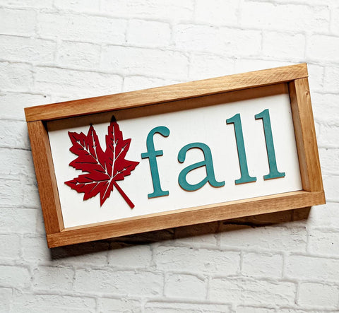 Fall Leaf Wood Sign - 3D Decor - Framed Sign - Farmhouse Decor - Fall Decor