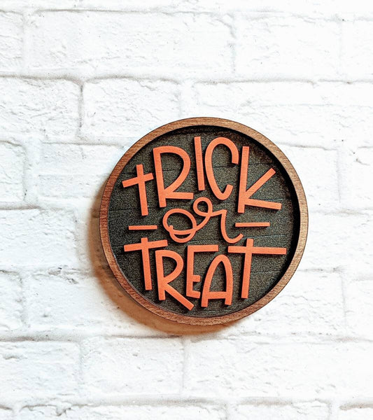 TRICK OR TREAT set - Various Sizes - Wooden Blanks- Wooden Shapes - laser cut shape - Seasonal Rounds