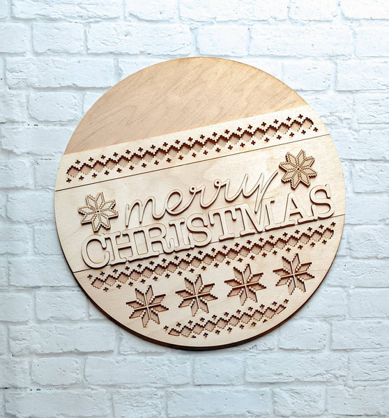 MERRY CHRISTMAS Door Hanger- Unfinished Wood - Wooden Blanks- Wooden Shapes - laser cut shape - Paint Party- Christmas crafts