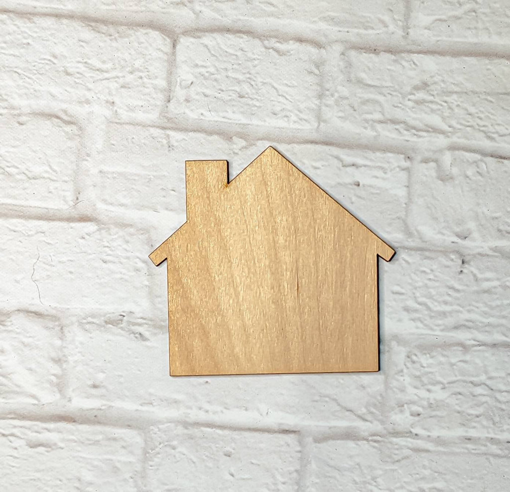 House ORNAMENT SHAPE Unfinished Wood - Various Sizes - Wooden