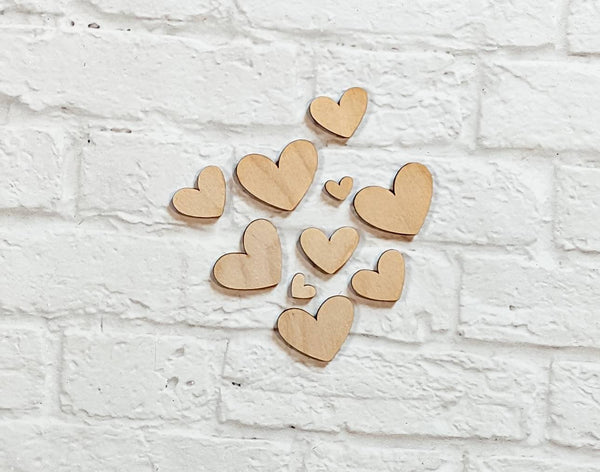 Assorted Heart Mix - Valentine's - Multiple Sizes - Laser Cut Unfinished Wood Cutout Shapes