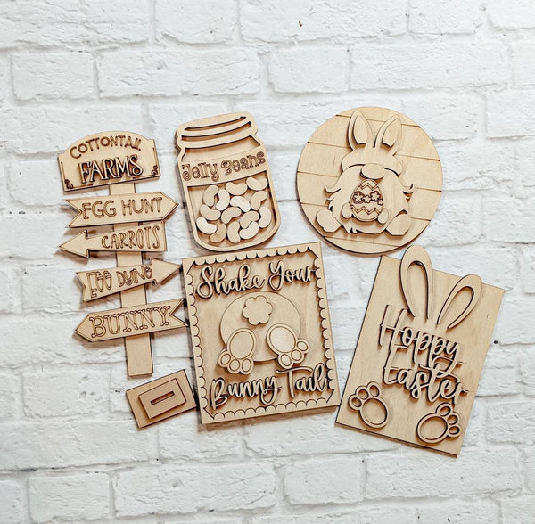 EASTER TIER TRAY - Blank Set - Unfinished 1/8" Wood - Wooden Blanks - Wooden Shapes - laser cut shape - spring craft - Mini Signs - 2022