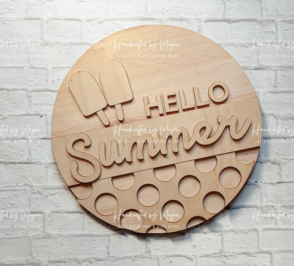 Welcome Summer Popsicle Door Hanger- Summer Decor - Unfinished Wood - Wooden Blanks- Wooden Shapes - laser cut shape - Paint Party