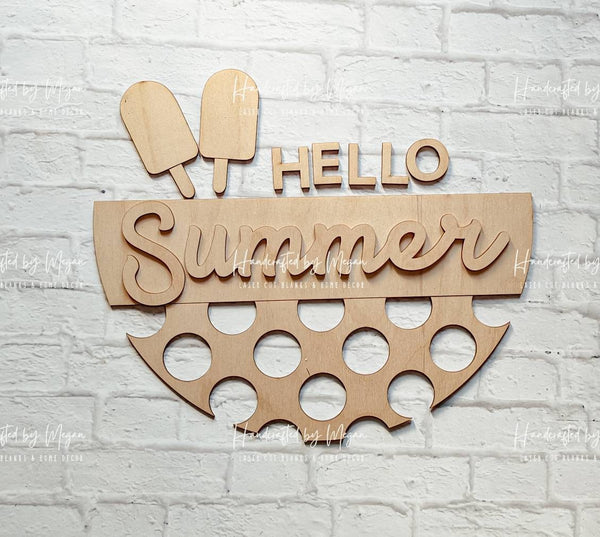 Hello Summer Popsicle Door Hanger- Summer Decor - Unfinished Wood - Wooden Blanks- Wooden Shapes - laser cut shape - Paint Party