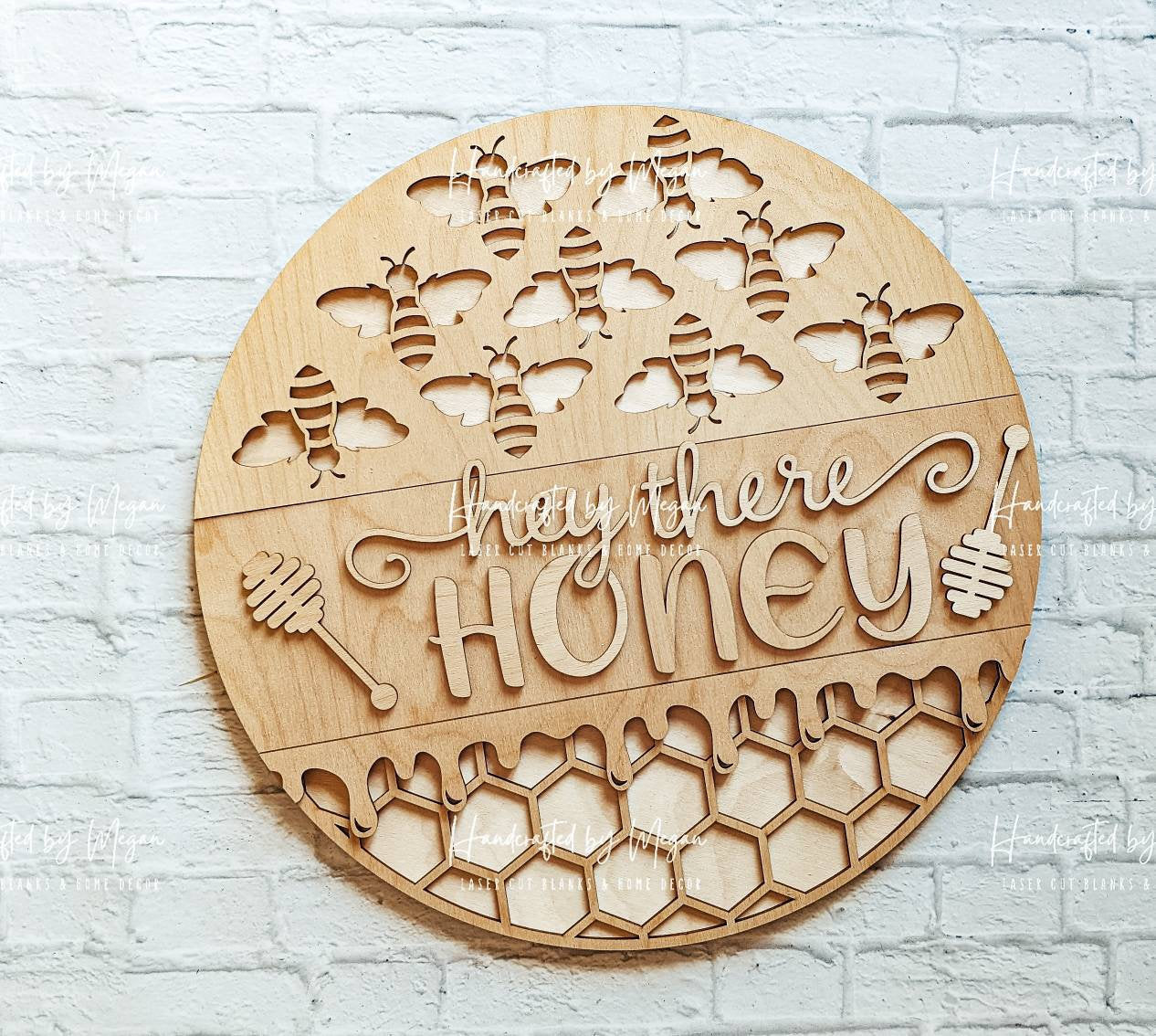 Hey There Honey Door Hanger- Summer Decor - Unfinished Wood - Wooden Blanks- Wooden Shapes - laser cut shape - Paint Party