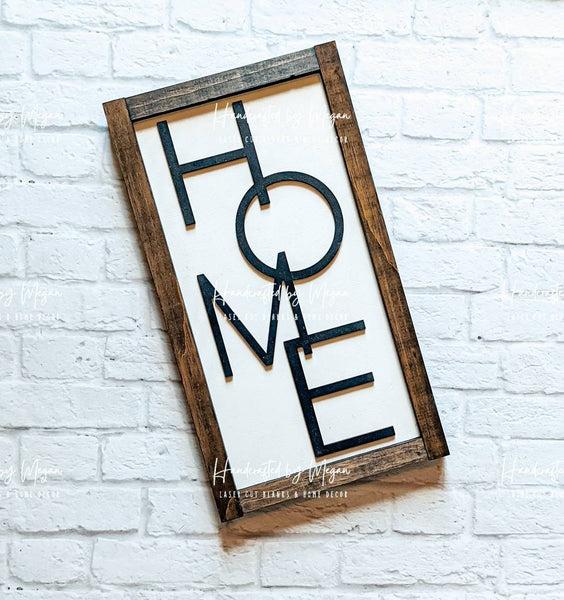 HOME Sign - 3D Decor - Framed Sign - Farmhouse Decor - Boho Decor