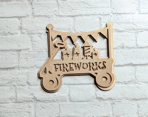 Fireworks Cart - Various Sizes - Wooden Blanks- Wooden Shapes - laser cut shape - Seasonal Blanks