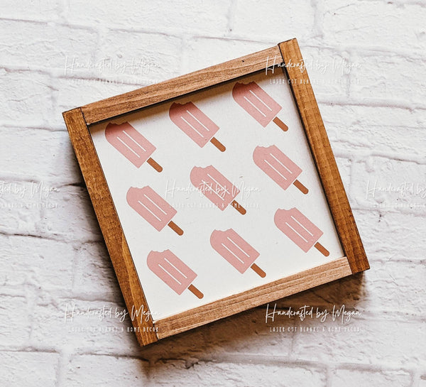 Hello Sweet Summer - Popsicle - Sign Duo - 3D Framed Wood Sign - Entryway Decor - Farmhouse Decor