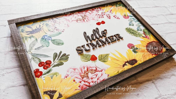 Hello Summer- 3D sign - Framed Sign - Farmhouse Decor - Summer Decor