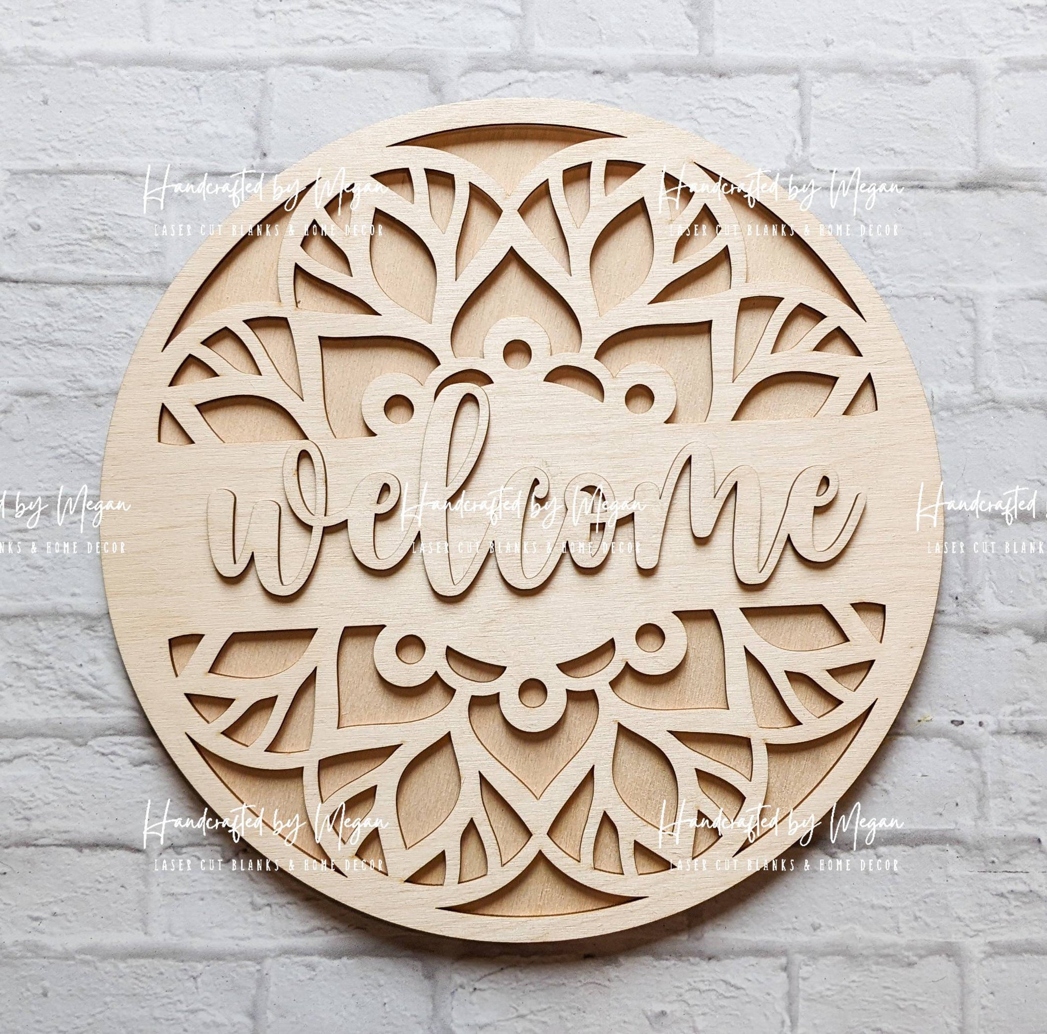 Mandala welcome Door Hanger- Unfinished Wood - Wooden Blanks- Wooden Shapes - laser cut shape - Paint Party- Everyday crafts