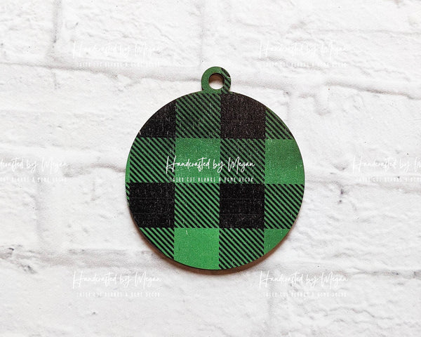 Buffalo plaid printed ORNAMENT SHAPE Unfinished Wood - 3 inch - Wooden Blanks- Wooden Shapes - laser cut shape Christmas crafts