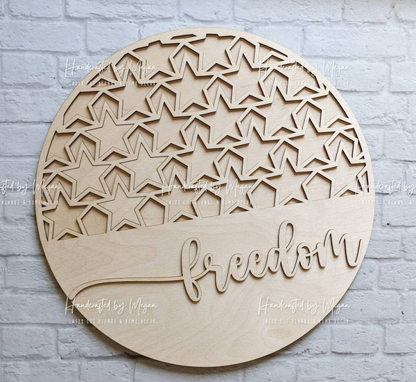 Freedom Door Hanger- Summer Decor - Unfinished Wood - Wooden Blanks- Wooden Shapes - laser cut shape - Paint Party