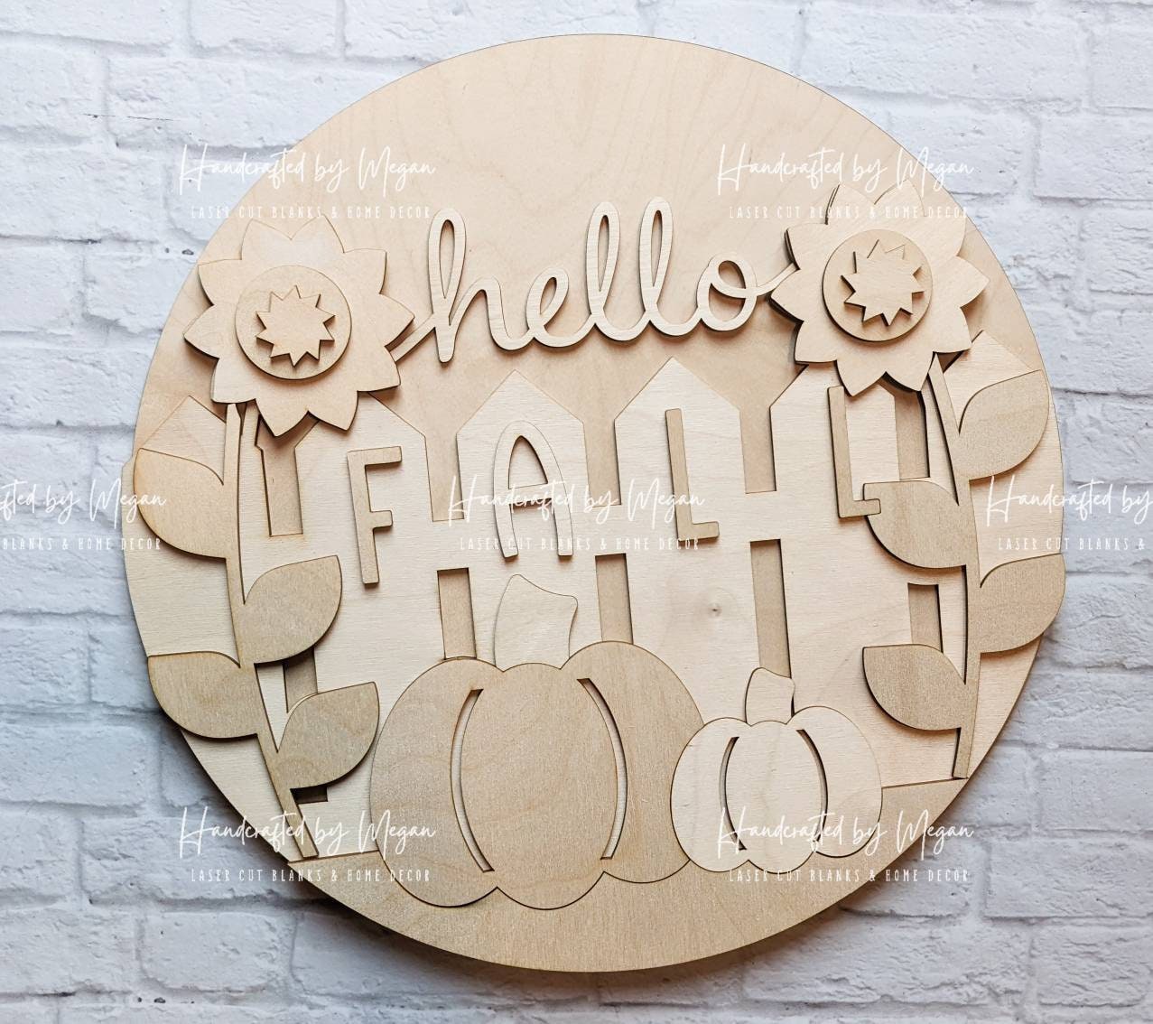 Hello Fall Fence Door Hanger- Summer Decor - Unfinished Wood - Wooden Blanks- Wooden Shapes - laser cut shape - Paint Party - 2022