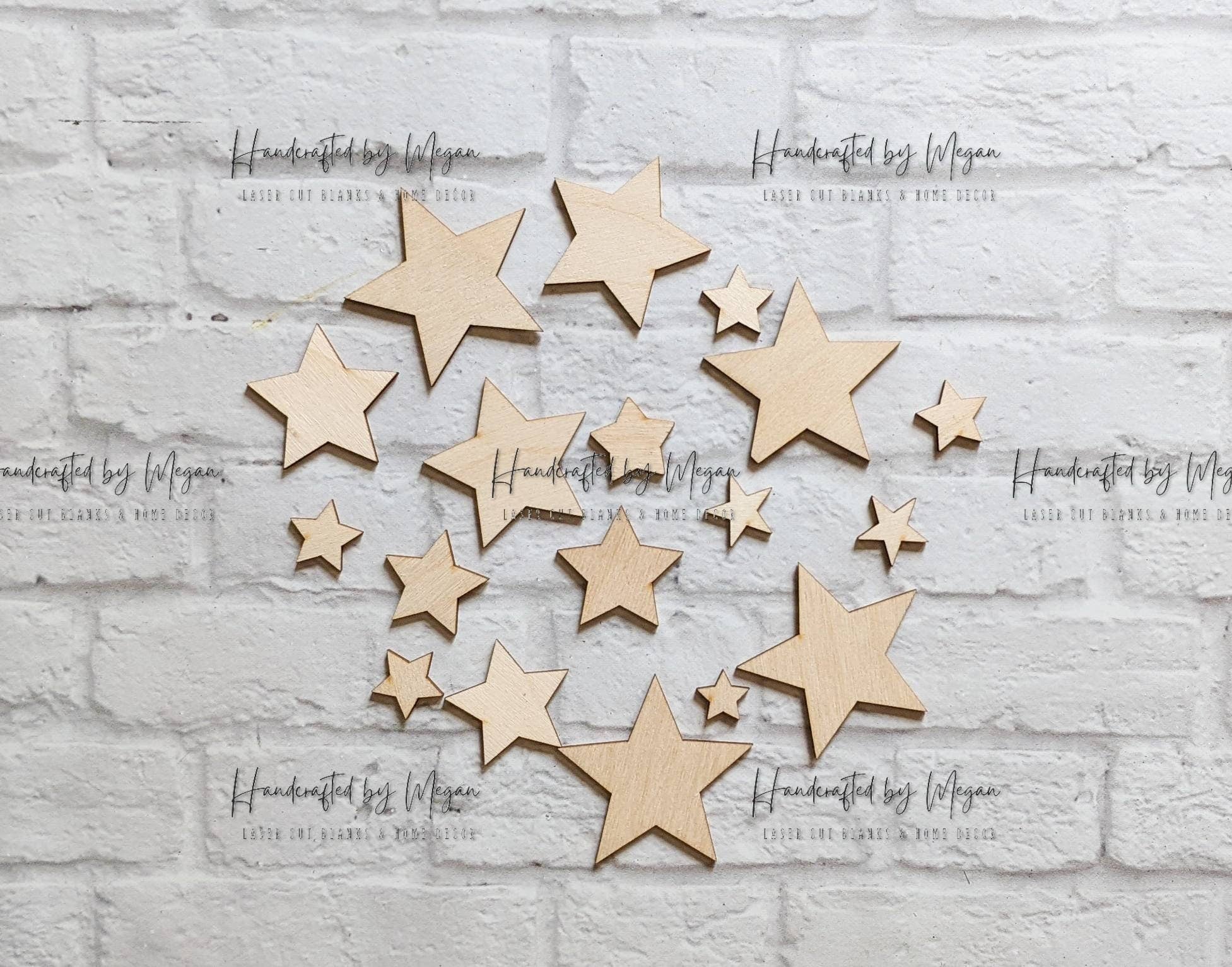 Assorted Star Mix - Multiple Sizes - Laser Cut Unfinished Wood Cutout Shapes