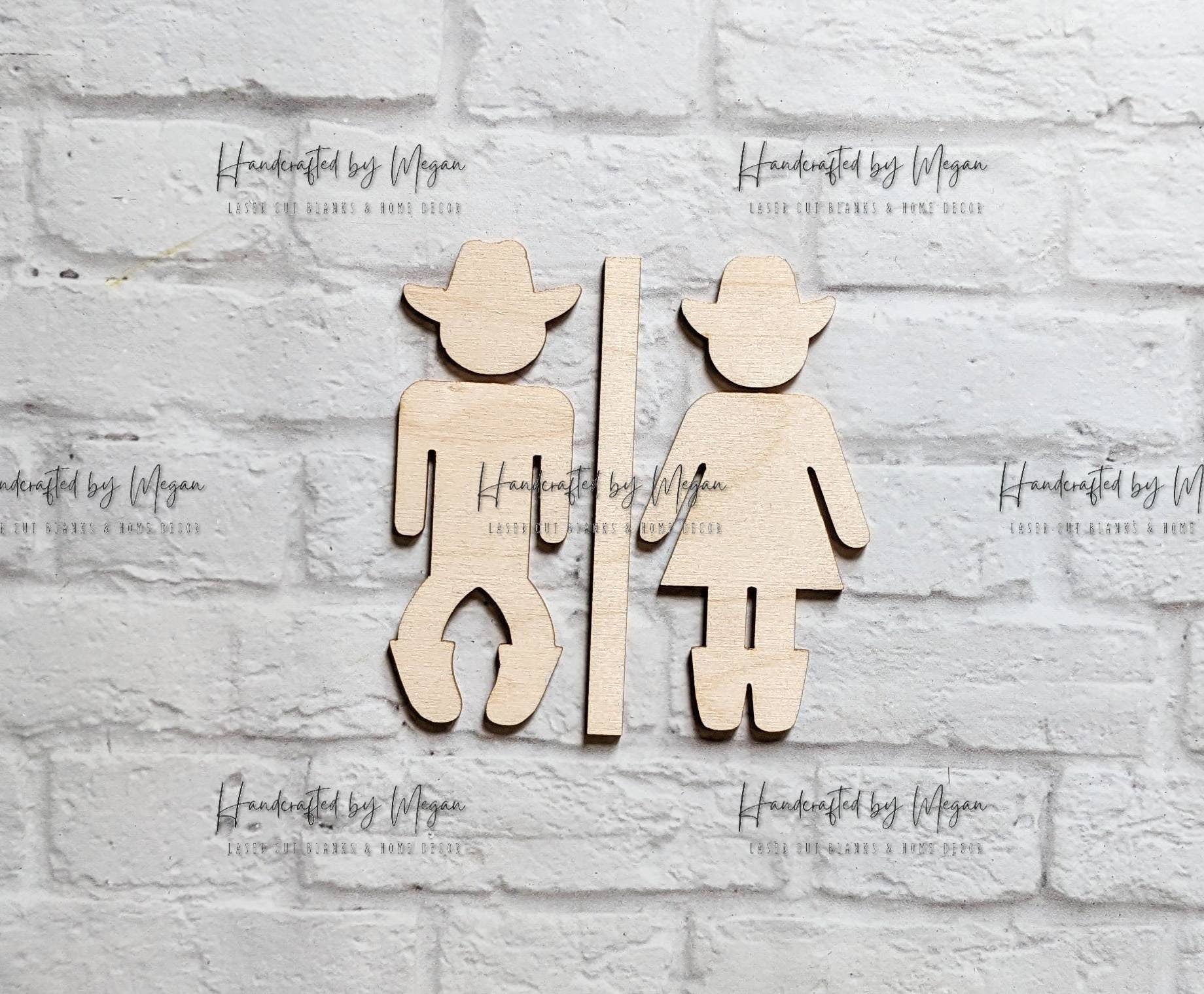 Cowboy/Cowgirl Restroom cutouts - Various Sizes - Wooden Blanks- Wooden Shapes - laser cut shape
