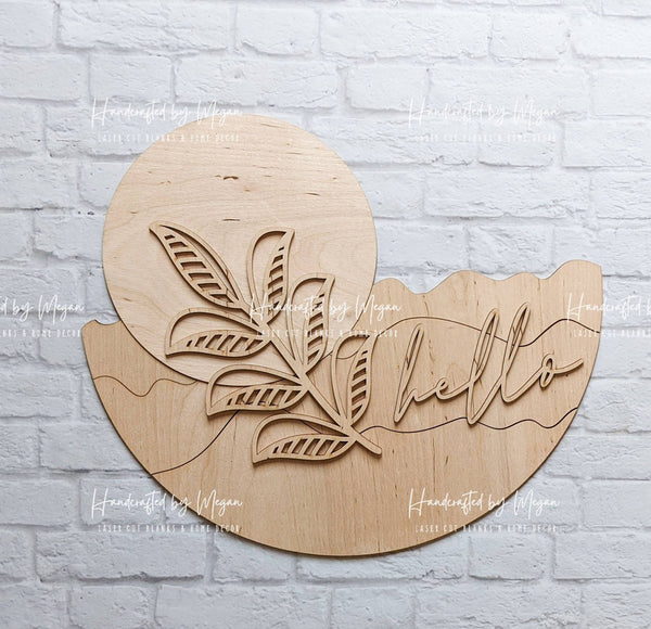 Boho Sun Door Hanger - Hello - Unfinished Wood - Wooden Blanks- Wooden Shapes - laser cut shape - Paint Party- Everyday crafts