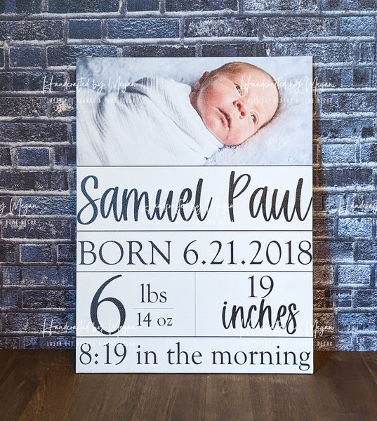 Nursery decor - Canvas print - Custom Nursery Sign - Baby Birth Stats Wall Art - Personalized Nursery gift - Birth Stats Wall Art